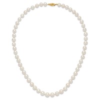 14K Yellow Gold 7.5-9mm White Freshwater Cultured Pearl Graduated Necklace, 18" view 5
