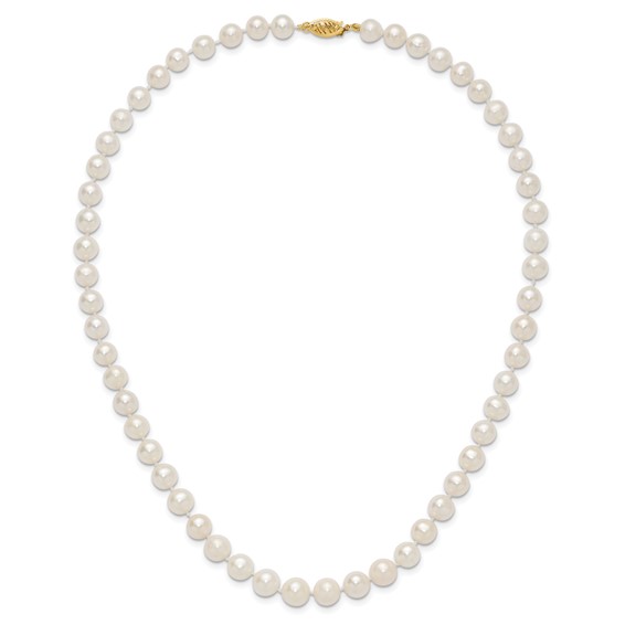 14k 7.5-9mm White Freshwater Cultured Pearl Graduated 18 inch Necklace