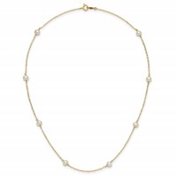 14K Yellow Gold 4-5mm White Near-Round Freshwater Cultured Pearl 8-Station Necklace, 16" view 4