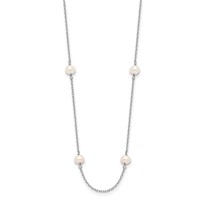 14K White Gold 4-5mm White Near-Round Freshwater Cultured Pearl 8-Station Necklace, 16" view 2