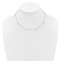 14K White Gold 4-5mm White Near-Round Freshwater Cultured Pearl 8-Station Necklace, 16" view 4