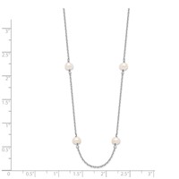 14K White Gold 4-5mm White Near-Round Freshwater Cultured Pearl 8-Station Necklace, 16" view 3