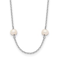14K White Gold 4-5mm White Near-Round Freshwater Cultured Pearl 8-Station Necklace, 16" view 1
