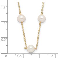 14K Yellow Gold 5.5-6.5mm White Near-Round Freshwater Cultured Pearl 12-Station Necklace, 16" view 4