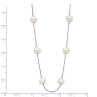 14K White Gold 6-7mm White Near-Round Freshwater Cultured Pearl 12-Station Necklace, 16" view 3
