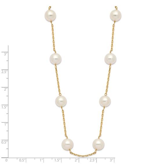 14k 8-9mm White Near-Round Freshwater Cultured Pearl 14-Station 18 inch Necklace