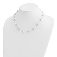 14K White Gold 8-9mm White Freshwater Cultured Pearl 14-Station Necklace, 18" view 3