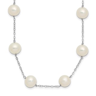 14k White Gold 8-9mm White Freshwater Cultured Pearl 14-Station 18 inch Necklace