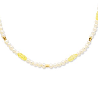 14K FW Cultured Pearl & Lemon Quartz Necklace
