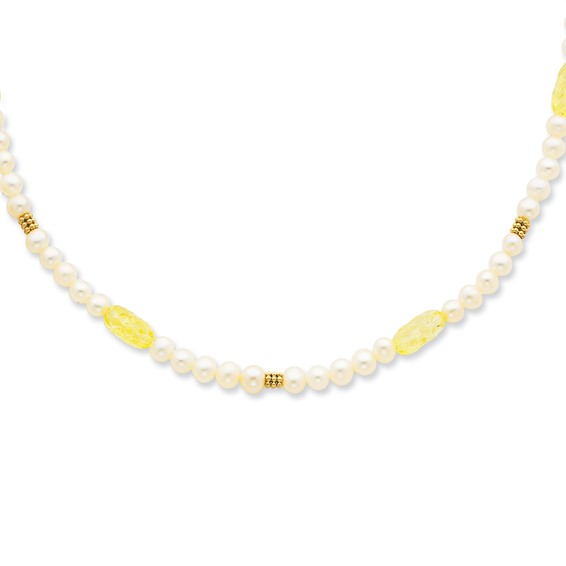 14K FW Cultured Pearl & Lemon Quartz Necklace