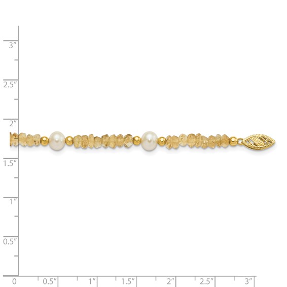 14KY Freshwater Cultured Pearl & Citrine Necklace