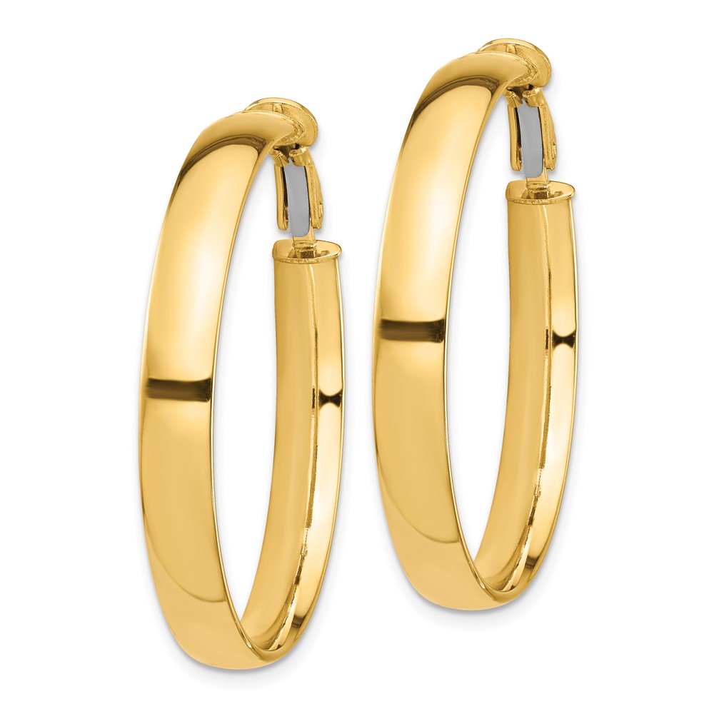14k High Polished 5mm Omega Back Hoop Earrings (PRE1001)