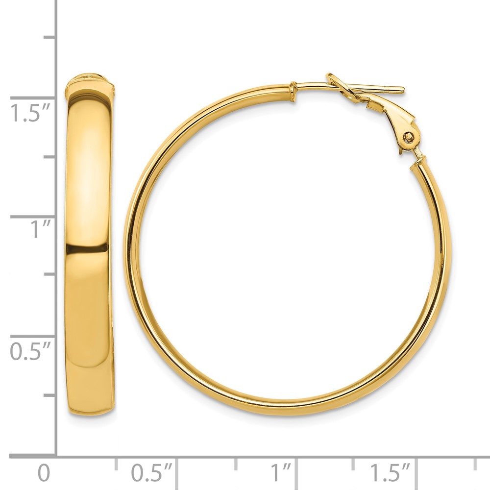 14k High Polished 5mm Omega Back Hoop Earrings (PRE1001)