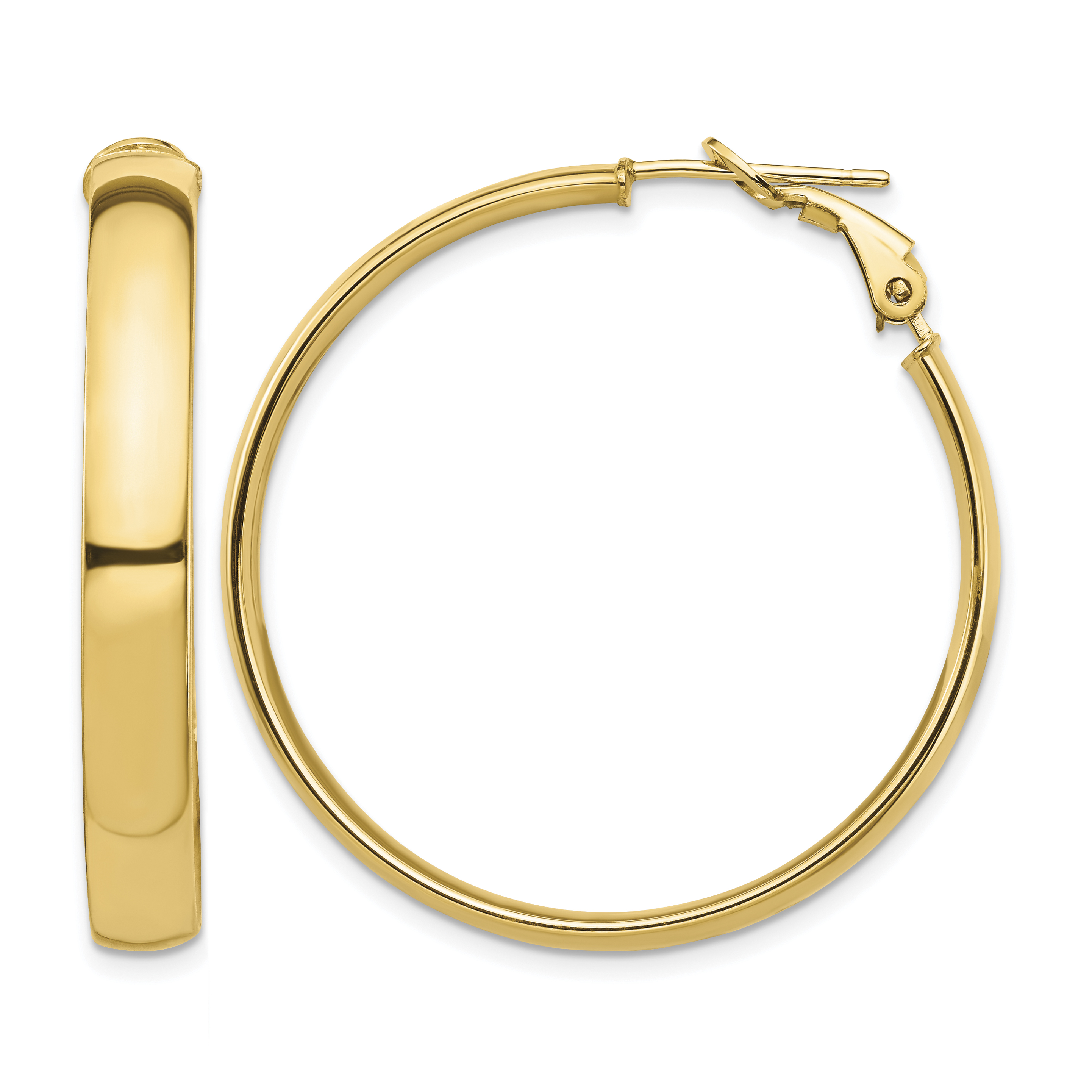14k High Polished 5mm Omega Back Hoop Earrings (PRE1001)
