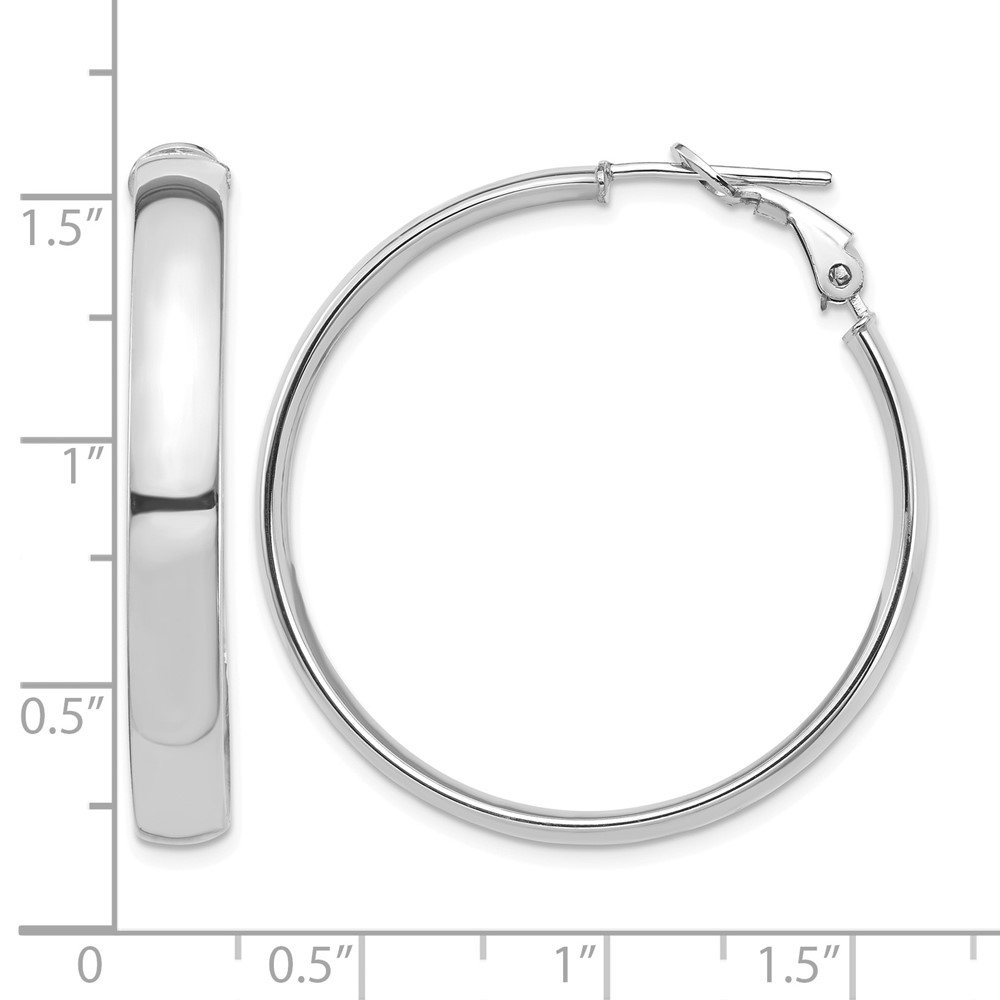 14k White Gold High Polished 5mm Omega Back Hoop Earrings (PRE1001W)
