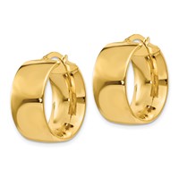 14K Yellow Gold 9.75x 23mm Polished Round Tube Hoop Earrings view 2