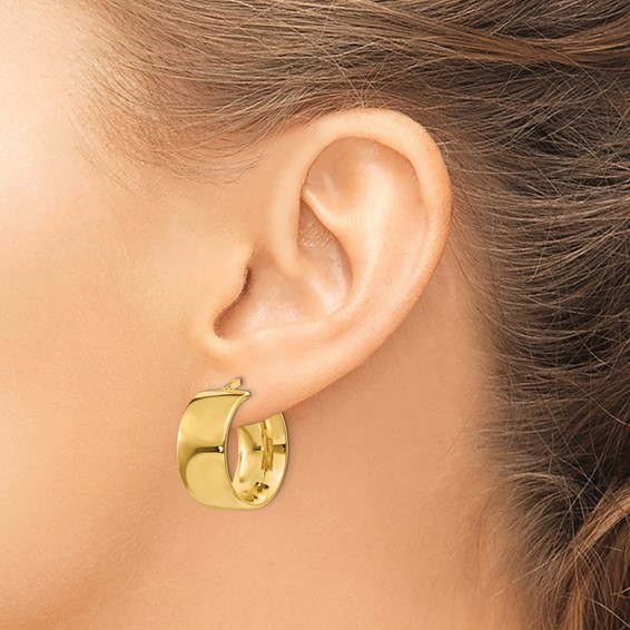 Gold Half Round Tube Hoop Earrings