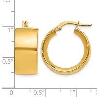 14K Yellow Gold 9.75x 23mm Polished Round Tube Hoop Earrings view 4
