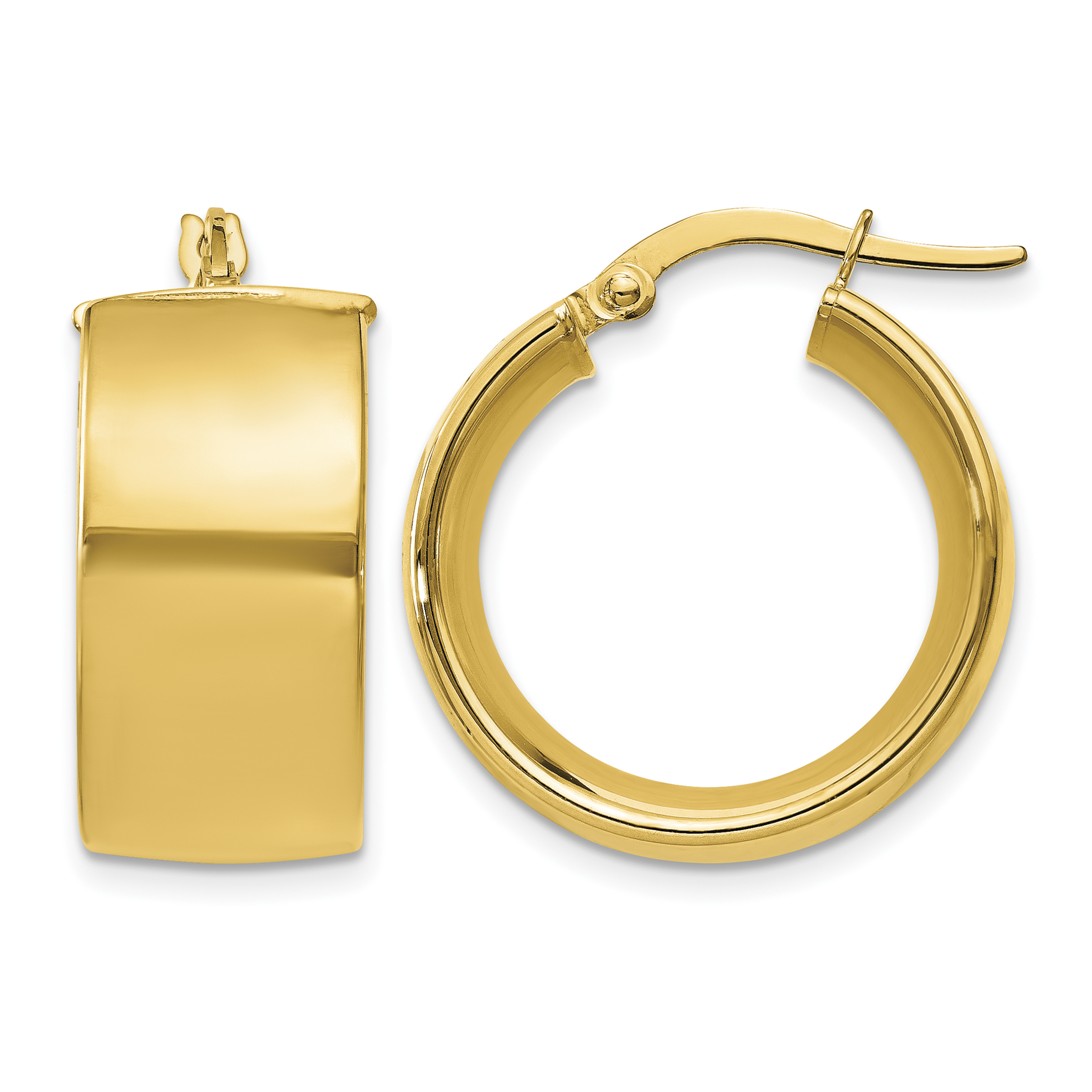 14k 9.75mm Polished Round Hoop Earrings (PRE192)