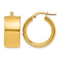 14K Yellow Gold 9.75x 23mm Polished Round Tube Hoop Earrings view 1
