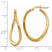 14K 2mm Yellow Gold Polished Tapered Twist Hoop Earrings view 3