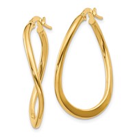 14K 2mm Yellow Gold Polished Tapered Twist Hoop Earrings view 2