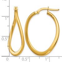 14K 2mm Yellow Gold Polished Tapered Twist Hoop Earrings view 5