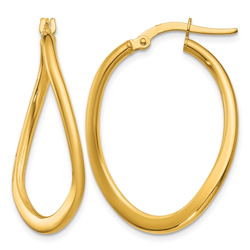 14K 2mm Yellow Gold Polished Tapered Twist Hoop Earrings