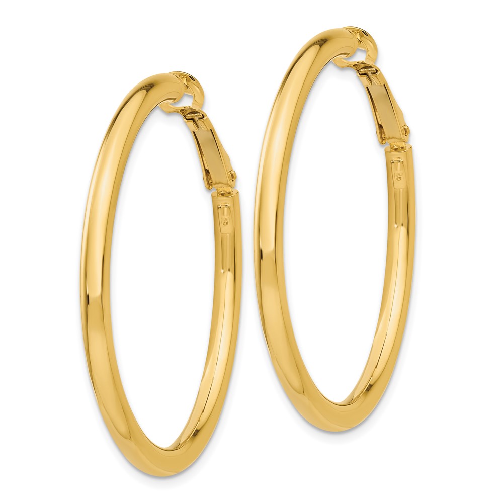 14k 14kt Yellow Gold Polished Round Hoop Earrings 37mm X 3mm | eBay