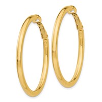 14K Yellow Gold 3x 41mm Polished Round Omega Back Tube Hoop Earrings view 2