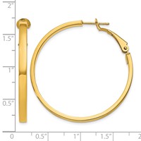 14K Yellow Gold 3x 40mm Polished Square Tube Omega Back Round Hoop Earrings view 4