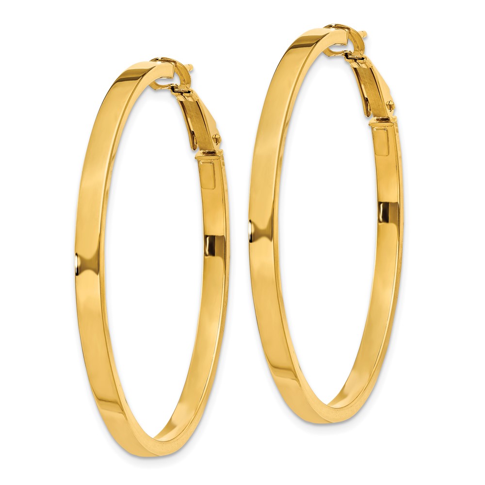 14k 3x40mm Polished Square Tube Round Hoop Earrings (PRE232)