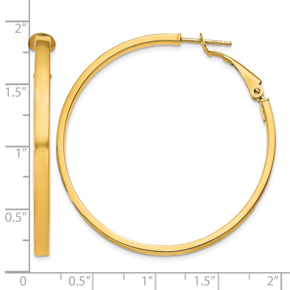 14k 3x40mm Polished Square Tube Round Hoop Earrings (PRE232)