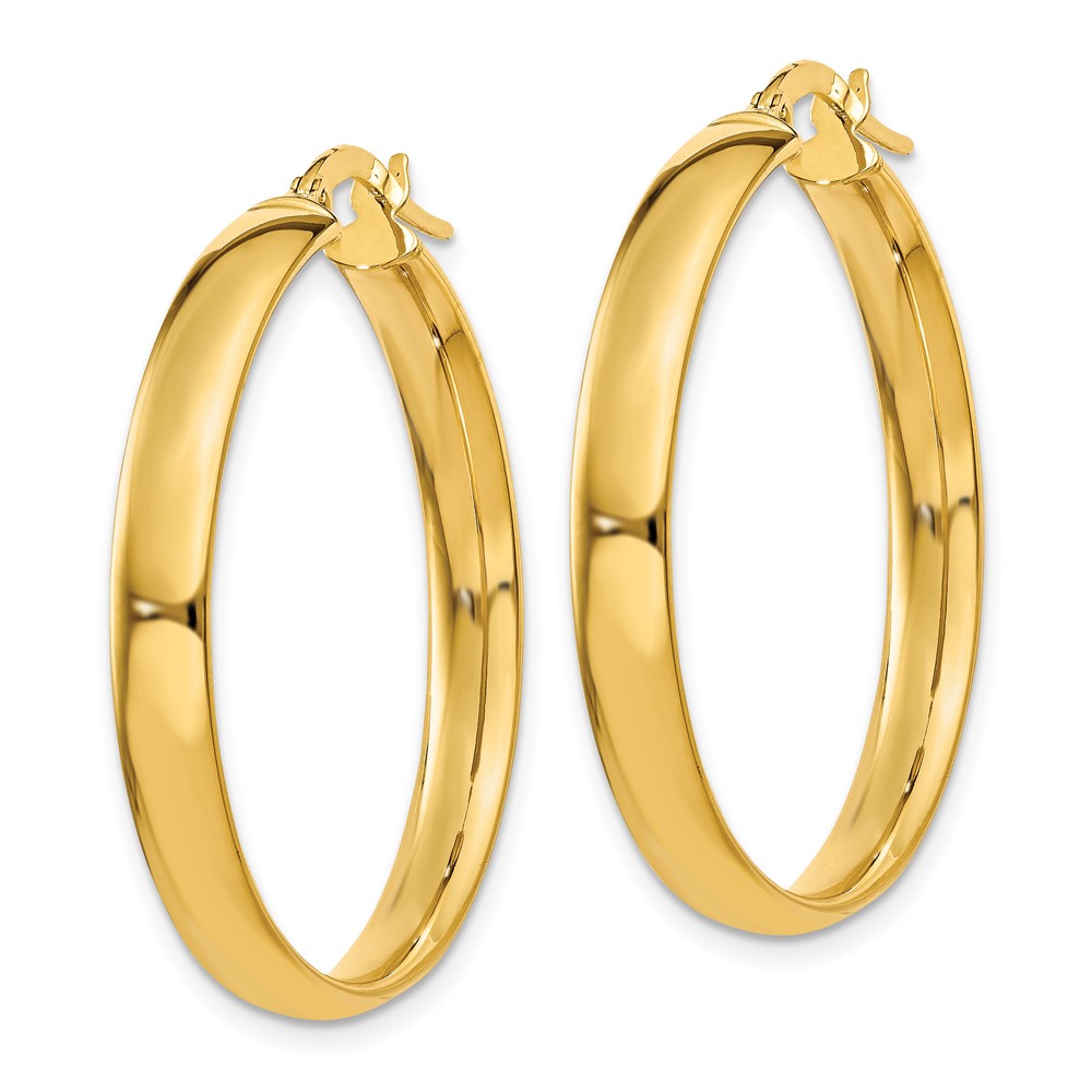 14k 4x25mm Polished Hoop Earrings (PRE233)