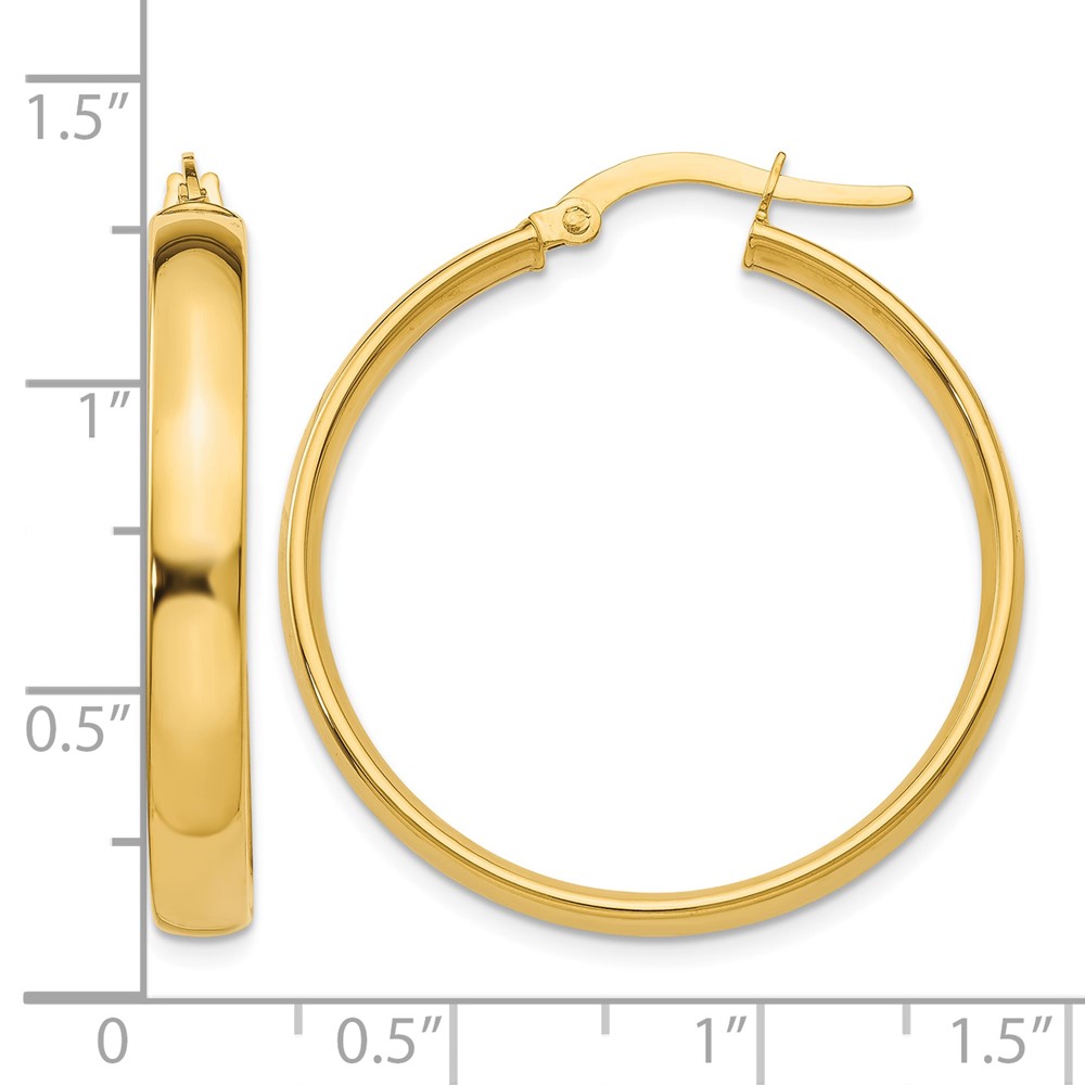 14k 4x25mm Polished Hoop Earrings (PRE233)