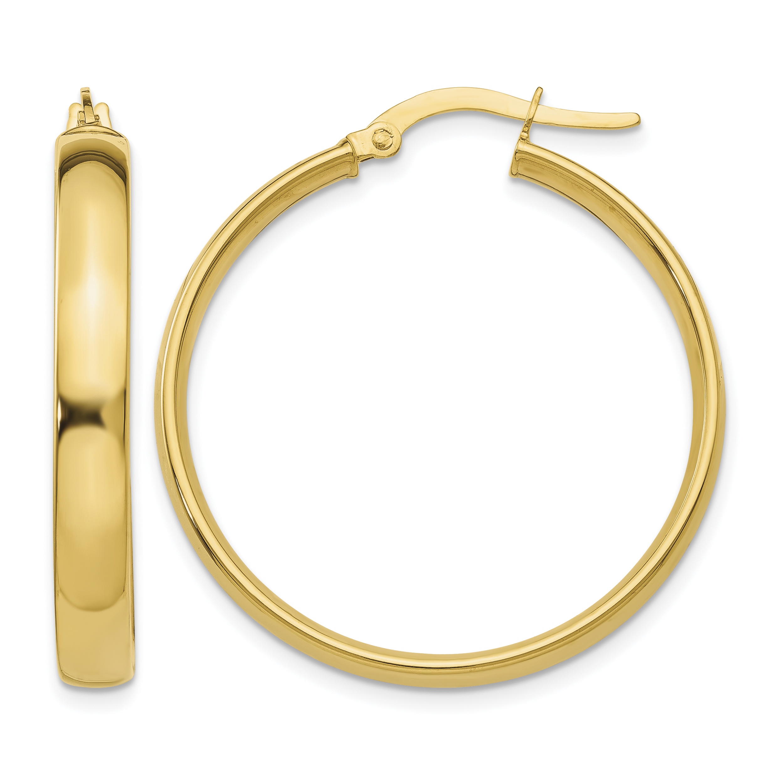 14k 4x25mm Polished Hoop Earrings (PRE233)