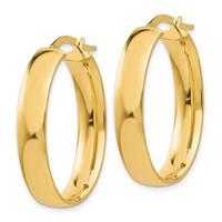14K 5.75x31mm Polished Oval Tube Hoop Earrings view 2