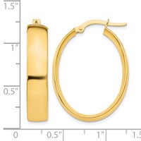 14K 5.75x31mm Polished Oval Tube Hoop Earrings view 4