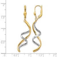 14K Two-tone Spiral Dangle Leverback Earrings view 4