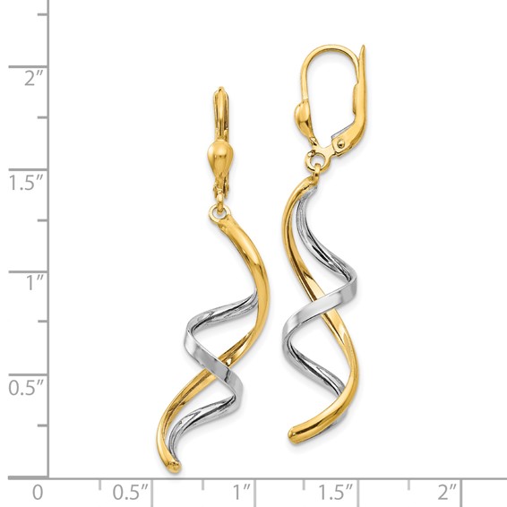 Gold Two-tone Twisted Dangle Leverback Earrings