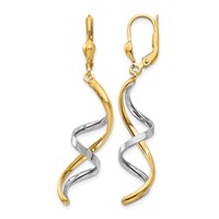 14K Two-tone Spiral Dangle Leverback Earrings view 1