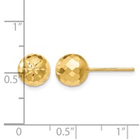 14K 8mm Yellow Gold Diamond-cut Puffed Mirror Ball Post Earrings view 4