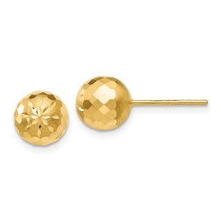 Gold Diamond-cut Ball Post Earrings