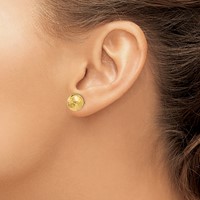 14K 9mm Diamond-cut Puffed Mirror Ball Post Earrings view 3