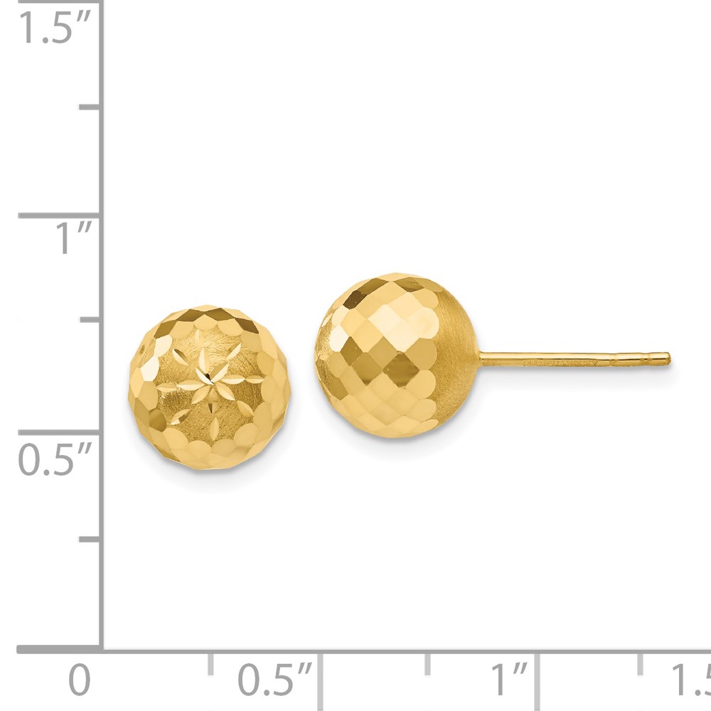 14k 9mm Diamond-cut Mirror Ball Post Earrings (PRE318)