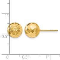 14K 9mm Diamond-cut Puffed Mirror Ball Post Earrings view 4