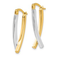 14K Two-tone Hinged Tube Earrings view 2