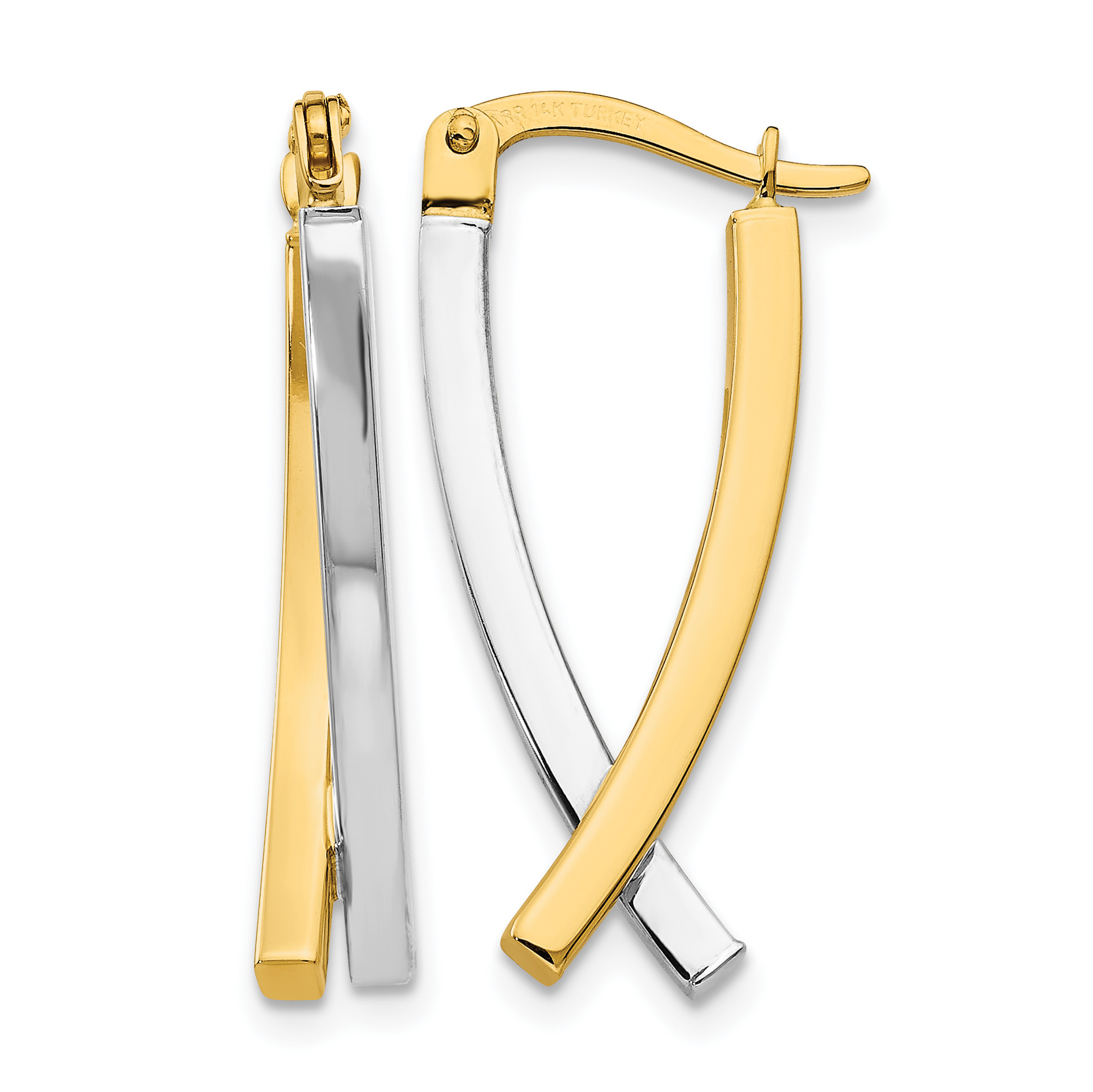 14K Two-tone Hinged Tube Earrings (PRE339)