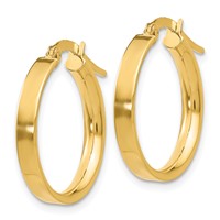 14K Yellow Gold 3x16mm Tube Hoop Earrings view 2