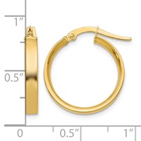 14K Yellow Gold 3x16mm Tube Hoop Earrings view 4